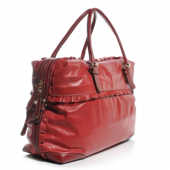 Gucci deep Red Sabrina Ruffle Boston Tote bag - Picture 8 of 16
